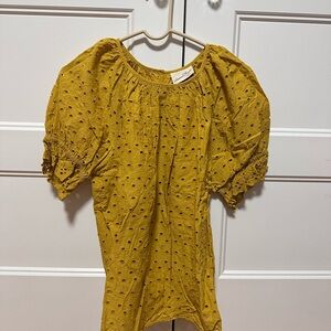 Universal Threads Medium Yellow Eyelet Puff Sleeve Top